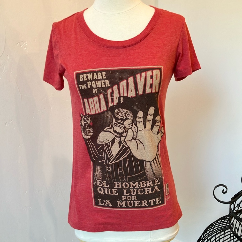 Red Graphic T-Shirt Abra Cadaver grunge punk mod